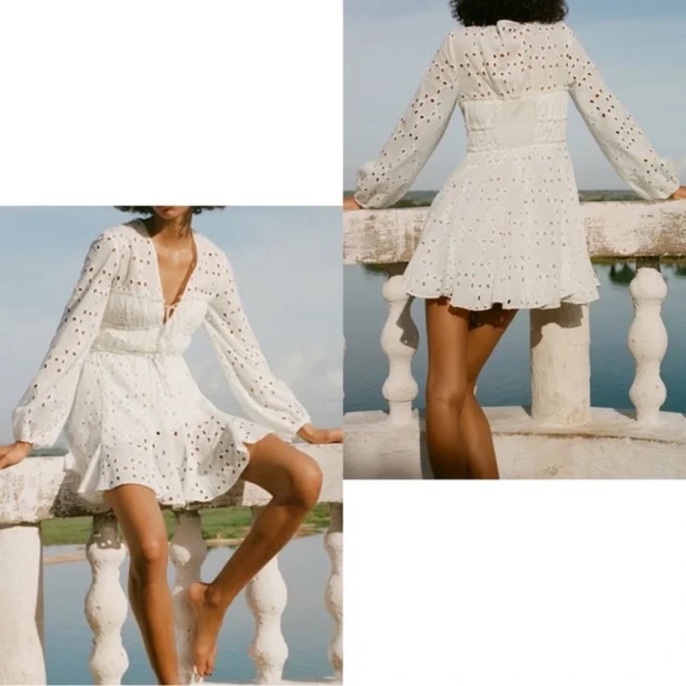 NWT ZARA SHORT DRESS WITH OPENWORK EMBROIDERY